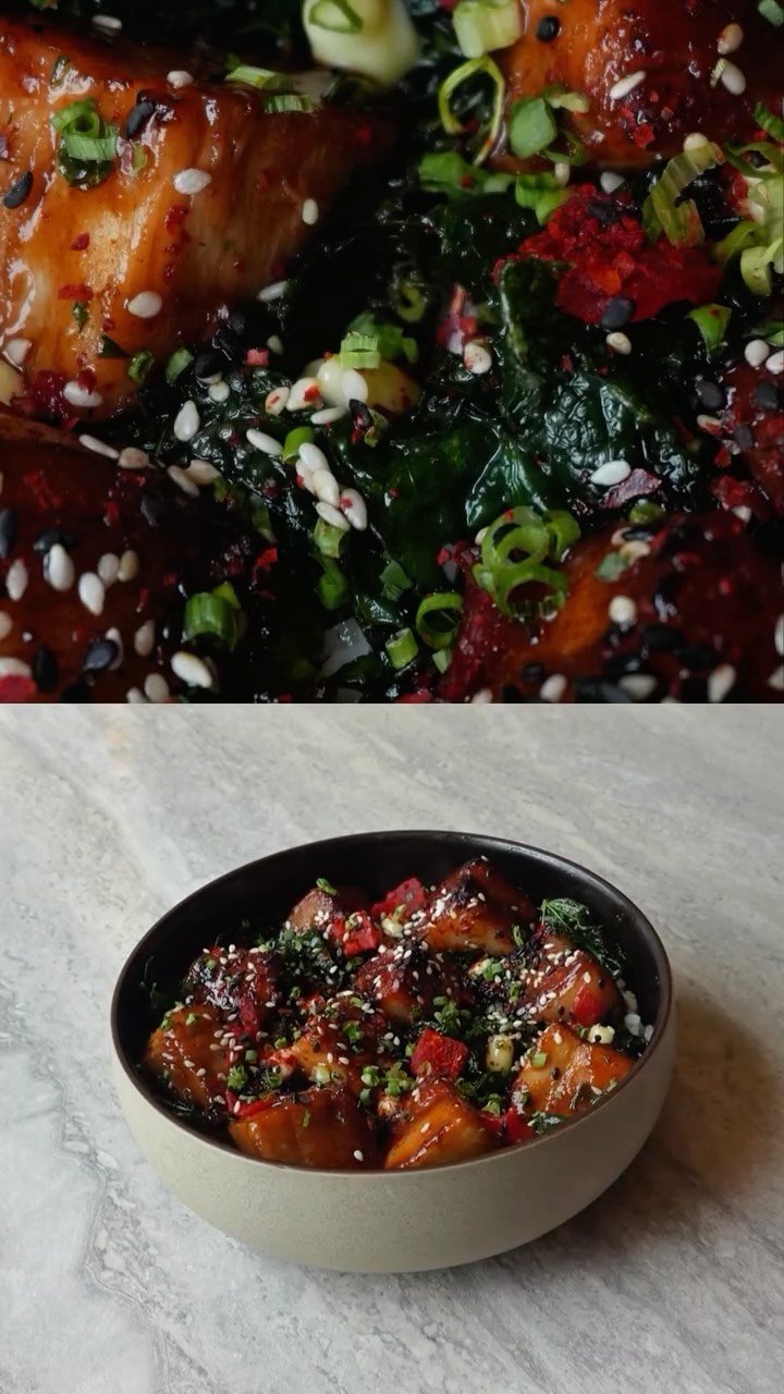 Kodawari signature glazed meat bowl with sesame and seaweed